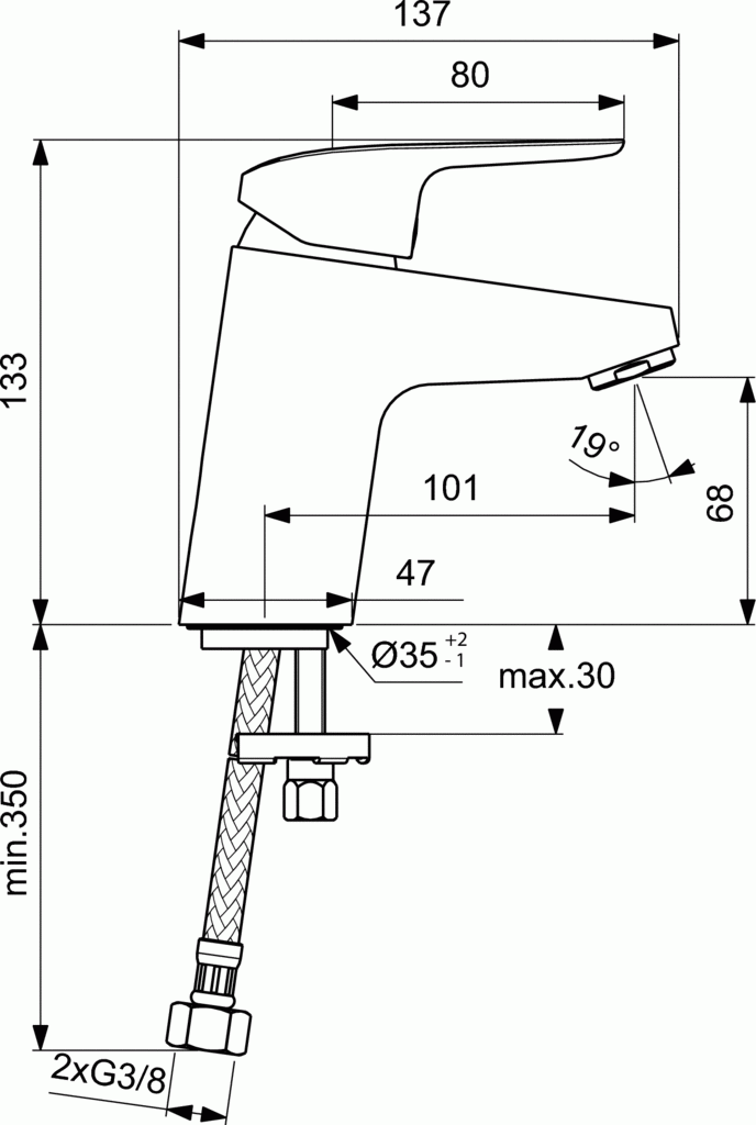 Ideal Standard Ceraflex bateria umywalkowa stojąca bez korka chrom B1710AA