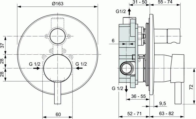 Ideal Standard Ceraline bateria wannowa podtynkowa chrom A6939AA