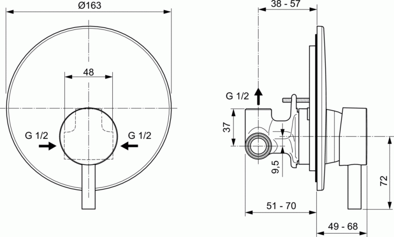 Ideal Standard Ceraline bateria natryskowa podtynkowa chrom A6940AA