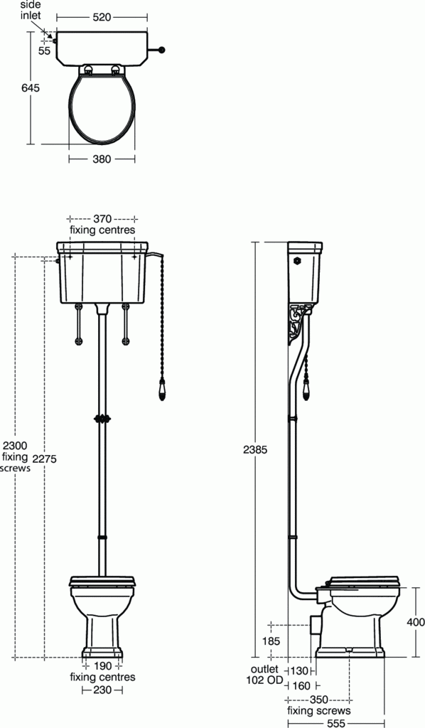 Ideal Standard Waverley zbiornik spłukujący górny do kompaktu komplet 6/4l retro biały 470701