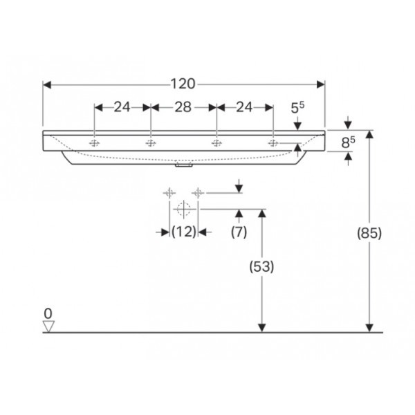 Geberit Xeno 2 umywalka meblowa bez otworu na baterię bez przelewu 120x48 cm ceramika biały 500.552.01.1