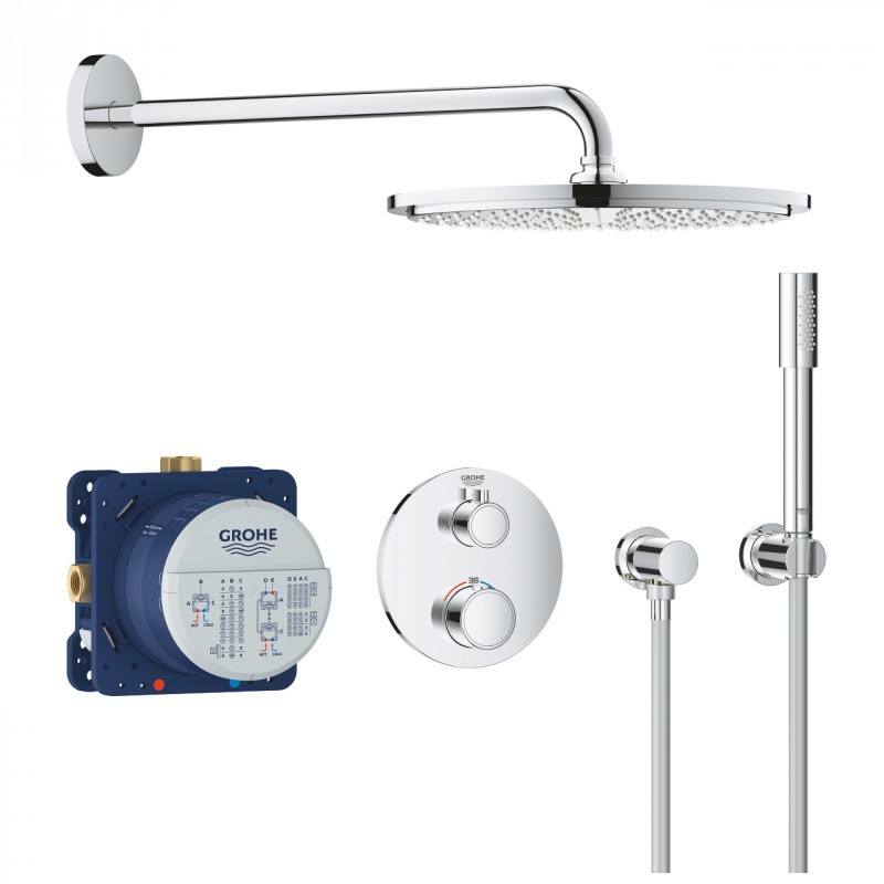 Grohe Grohtherm zestaw prysznicowy podtynkowy z deszczownicą Rainshower Cosmopolitan 310 i prysznicem ręcznym Sena 34731000