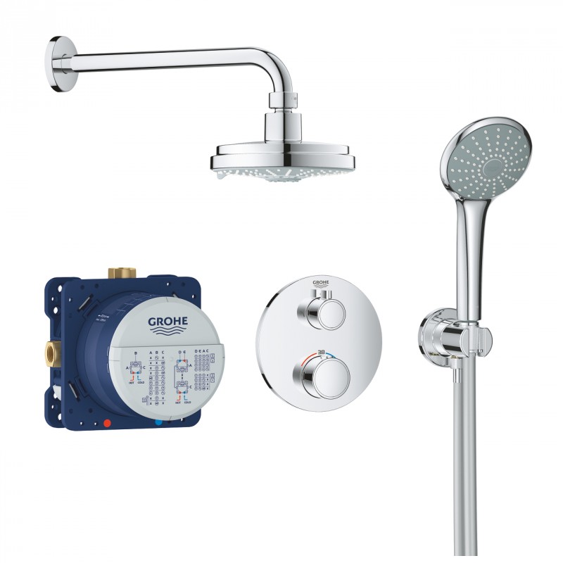 Grohe Grohtherm zestaw prysznicowy podtynkowy z deszczownicą Rainshower Cosmopolitan 160 i prysznicem ręcznym Euphoria 34735000