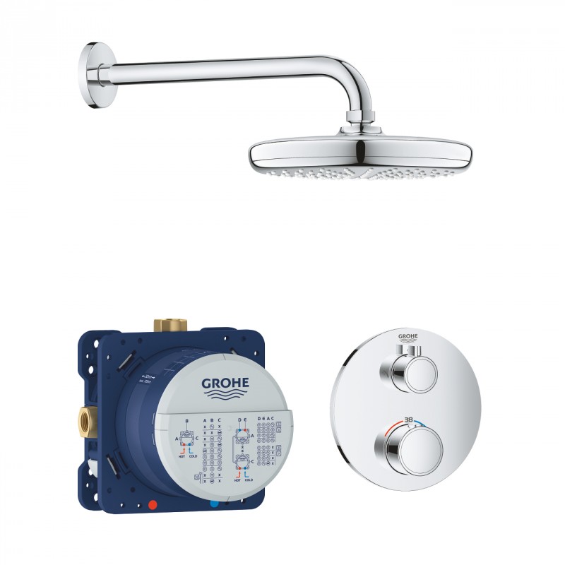 Grohe Grohtherm zestaw prysznicowy podtynkowy z deszczownicą Tempesta 210 34726000