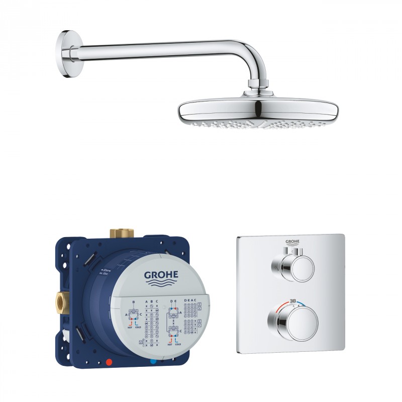 Grohe Grohtherm zestaw prysznicowy podtynkowy z deszczownicą Tempesta 210 34728000