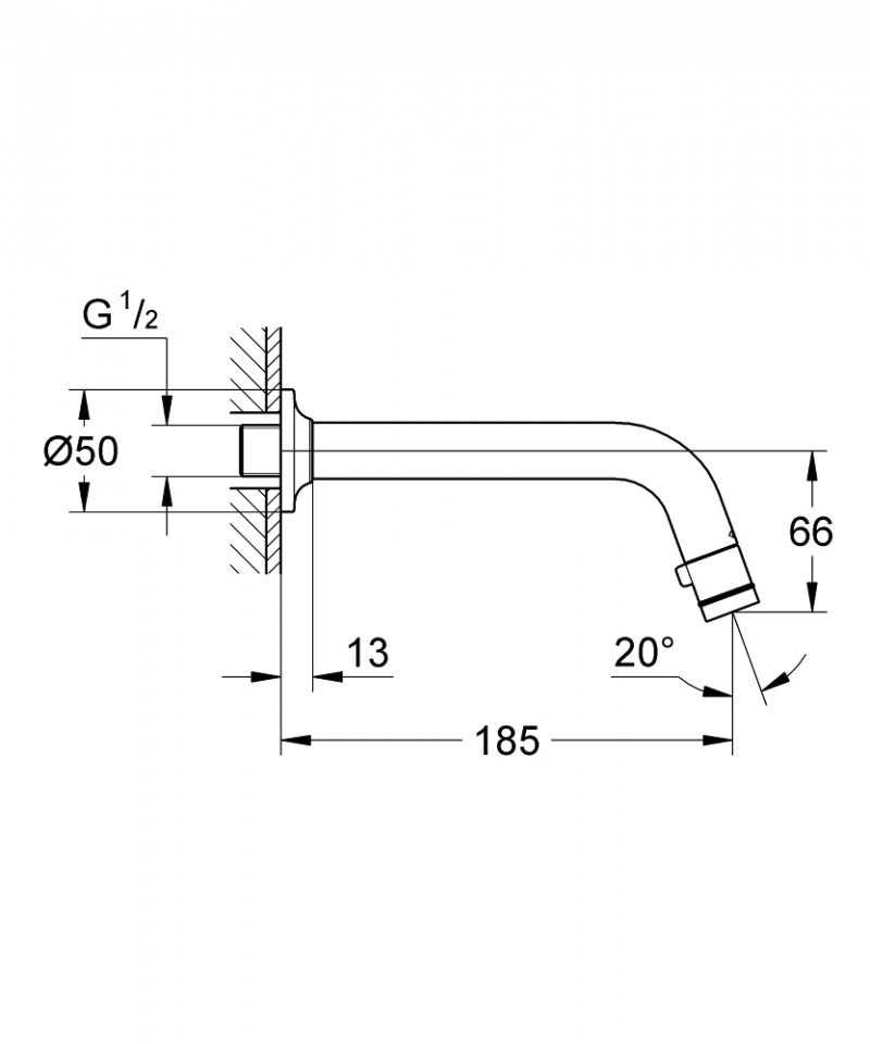 Grohe Universal wylewka uniwersalna ścienna 185 mm chrom 20203000