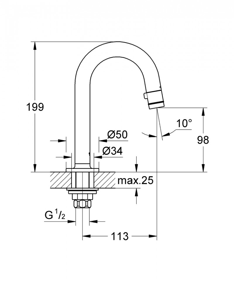 Grohe Universal wylewka uniwersalna 113 mm chrom 20201000