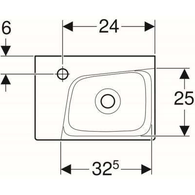 Geberit Xeno 2 umywalka kompaktowa meblowa z otworem na baterię bez przelewu lewa 40x28 cm ceramika biały 500.528.01.1