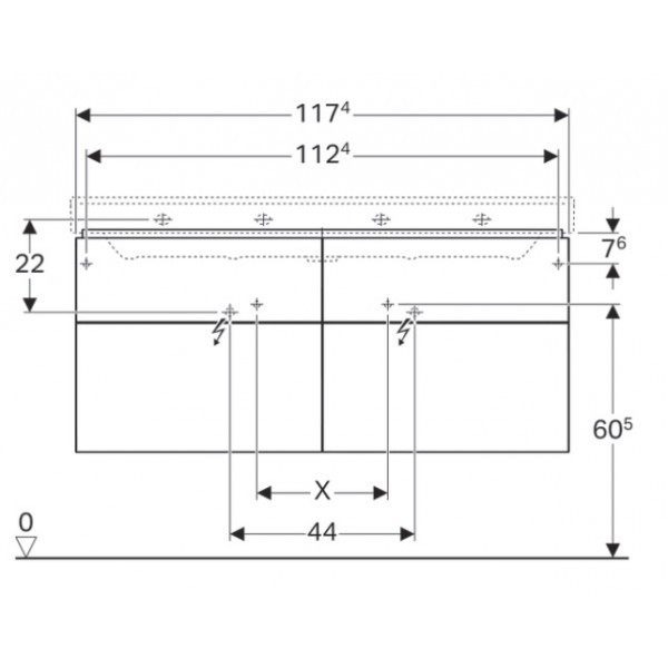 Geberit Xeno 2 szafka pod umywalkę z czterema szufladami LED 120 cm ciemny szary struktura 500.518.43.1