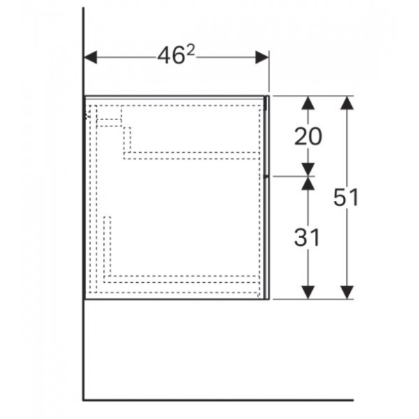 Geberit Xeno 2 szafka boczna z dwoma szufladkami 45 cm ciemny struktura 500.504.43.1