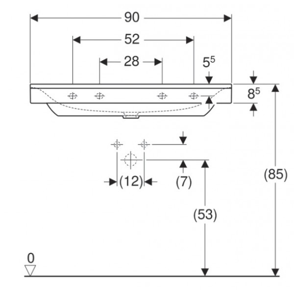 Geberit Xeno 2 umywalka meblowa bez otworu na baterię bez przelewu 90x48 cm ceramika biały 500.532.01.1