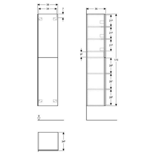 Geberit Acanto szafka wysoka słupek łazienkowy wiszący 38 cm czarny 500.619.16.1