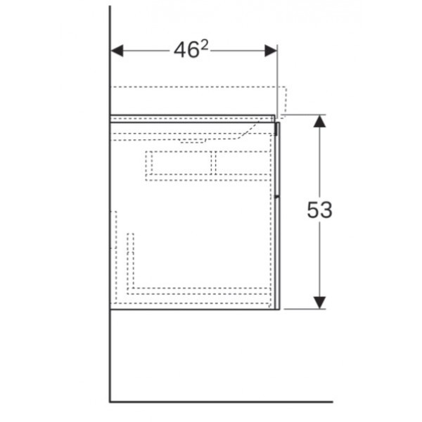 Geberit Xeno 2 szafka pod umywalkę z półką z dwoma szufladami LED 90 cm wycięcie na syfon po prawej stronie lakierowany biały połysk 500.516.01.1