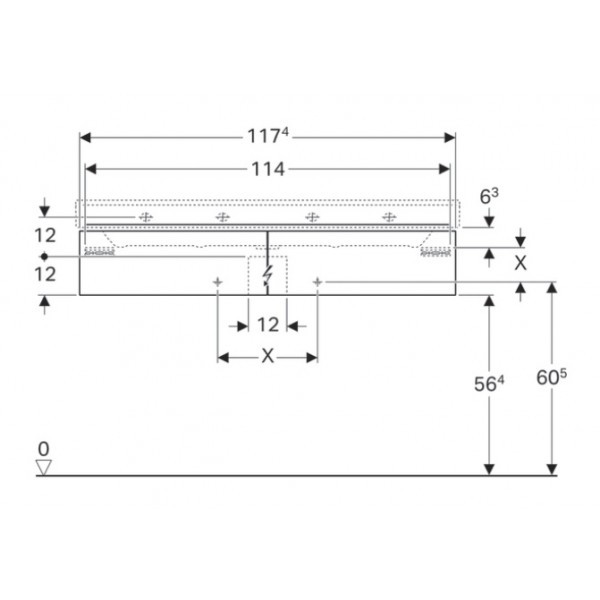 Geberit Xeno 2 szafka pod umywalkę z dwoma szufladami LED 120 cm ciemny czary struktura 500.517.43.1