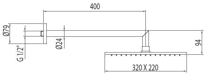 Tres deszczownica 32x32 z ramieniem ściennym chrom 299.532.02