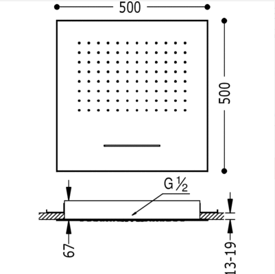 Tres Loft deszczownica 50x50 cm z kaskadą biały mat 299.955.01.BM