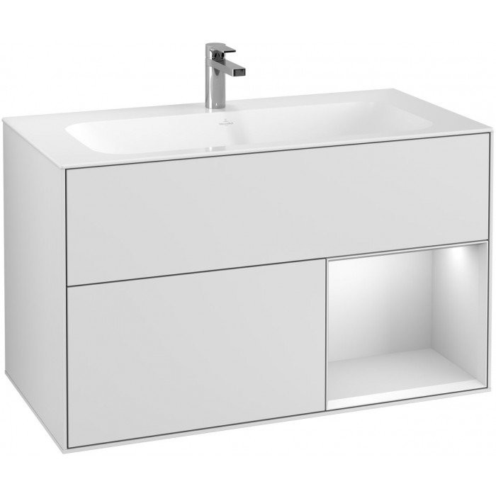 Villeroy&Boch Finion szafka pod umywalkę 100cm z otwartą półką White Matt Lacquer biały F040MTMT