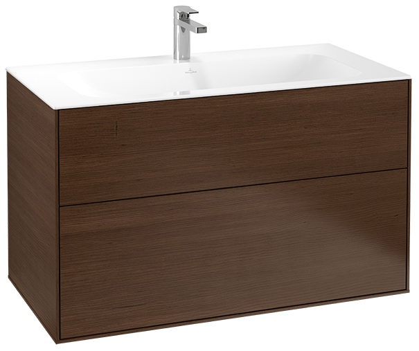 Villeroy&Boch Finion szafka pod umywalkę 100cm z oświetleniem ściennym Walnut Veneer orzech G02000GN