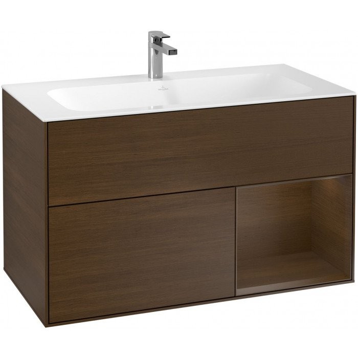 Villeroy&Boch Finion szafka pod umywalkę 100cm z otwartą półką Walnut Veneer orzech F040GNGN