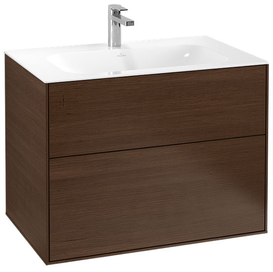 Villeroy&Boch Finion szafka pod umywalkę 80cm z oświetleniem ściennym Walnut Veneer orzech G01000GN