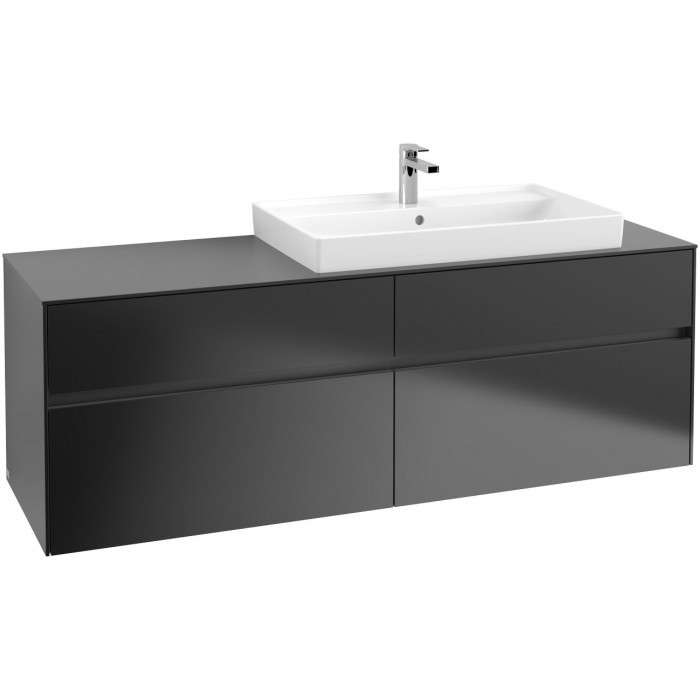 Villeroy&Boch Collaro szafka pod umywalkę wisząca do umywalki 80 cm z prawej  strony 160x54x50 cm Black Matt Lacquer C02700PD