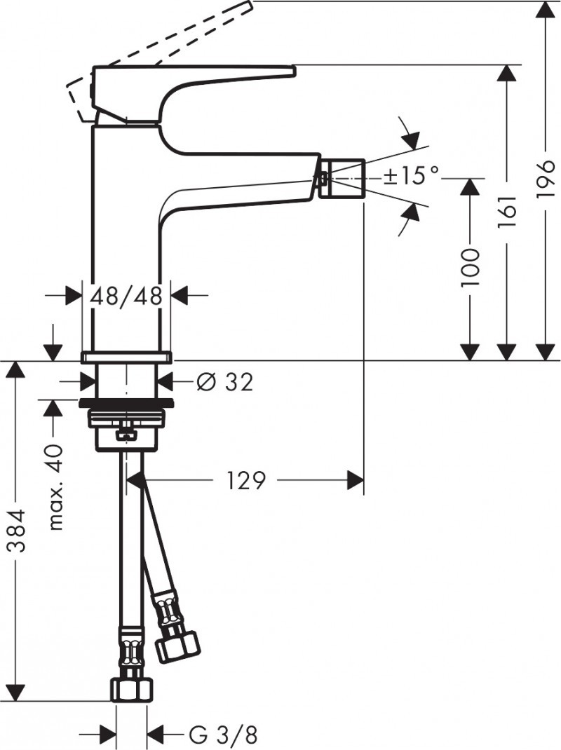 Hansgrohe FinishPlus Metropol bateria bidetowa z klik-klakiem czarny chrom szczotkowany 32520340