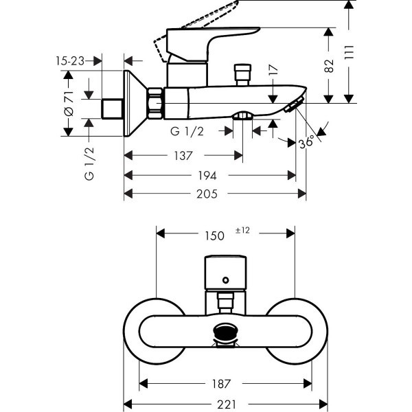 Hansgrohe FinishPlus Talis E bateria wannowa natynkowa brąz szczotkowany 71740140