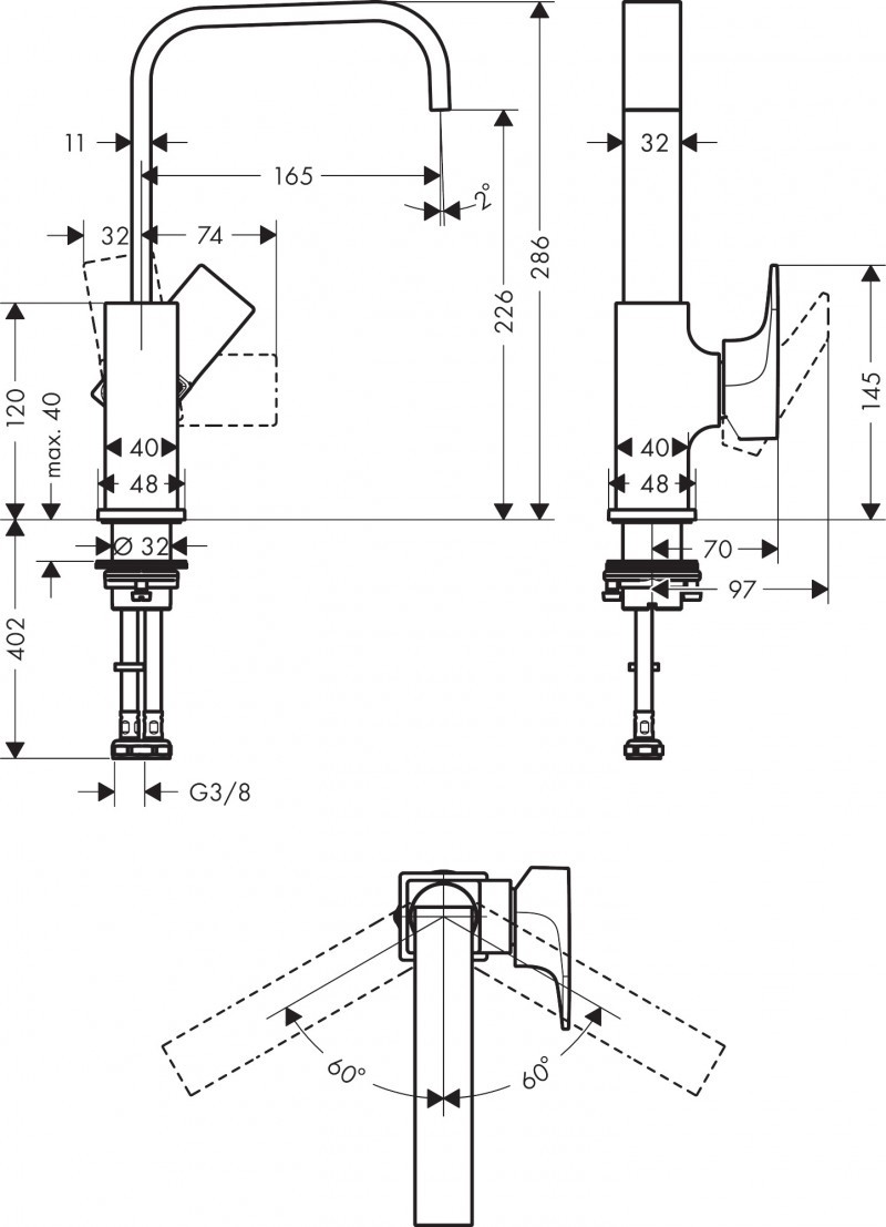 Hansgrohe FinishPlus Metropol 230 bateria umywalkowa wysoka z klik-klakiem czarny chrom szczotkowany 32511340