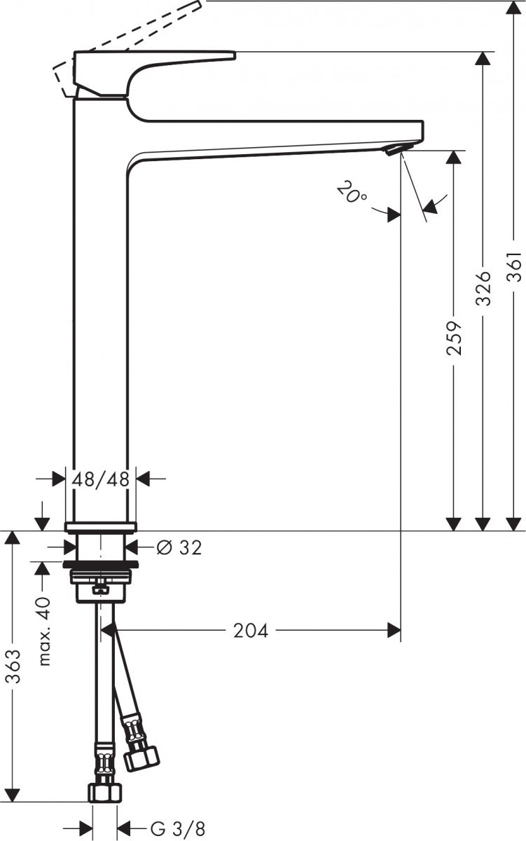 Hansgrohe FinishPlus Metropol 260 bateria umywalkowa wysoka z klik-klakiem czarny matowy 32512670