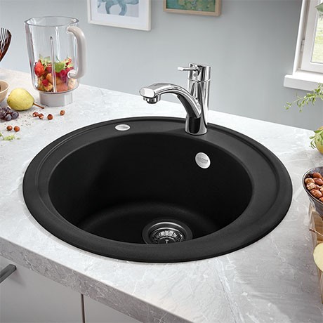 Grohe K200 zlewozmywak okrągły wpuszczany w blat 1 komora 51 cm czarny granit 31656AP0