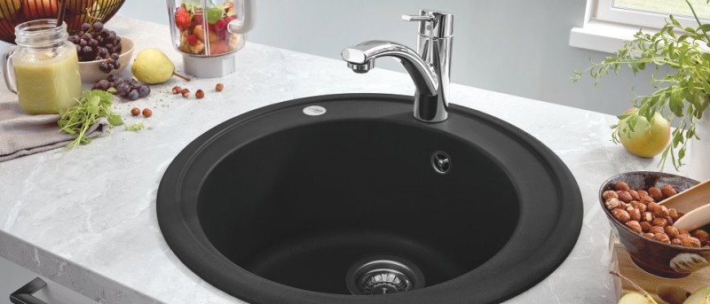 Grohe K200 zlewozmywak okrągły wpuszczany w blat 1 komora 51 cm szary granit 31656AT0