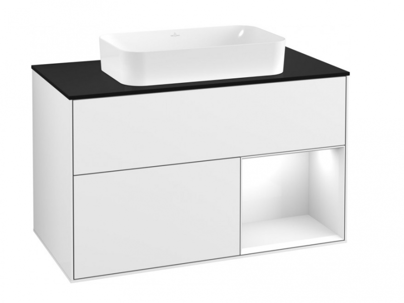 Villeroy&Boch Finion szafka pod umywalkę z otwartą półką 100 cm Glossy White Lacquer biały G251GFGF