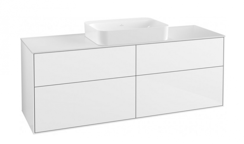 Villeroy&Boch Finion szafka pod umywalkę 160 cm z 4 szufladami i oświetleniem LED Glossy White Lacquer biały G73100GF