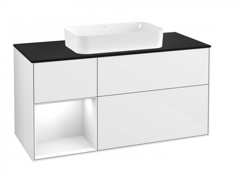 Villeroy&Boch Finion szafka pod umywalkę z 1 otwartą półką 120 cm Glossy White Lacquer biały F292GFGF