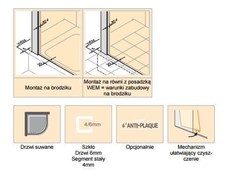 Huppe Classics 2 EasyEntry Black Edition kabina półokrągła 90x90 drzwi suwane r.500 wys.200 czarny przeźroczyste AntiPlaque C25502.123.322