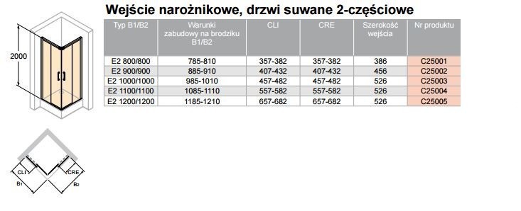 Huppe Classics 2 EasyEntry Black Edition kabina kwadratowa 120x120 drzwi suwane 2-cz. wys.200 czarny przeźroczyste Antiplaque C25005.123.322