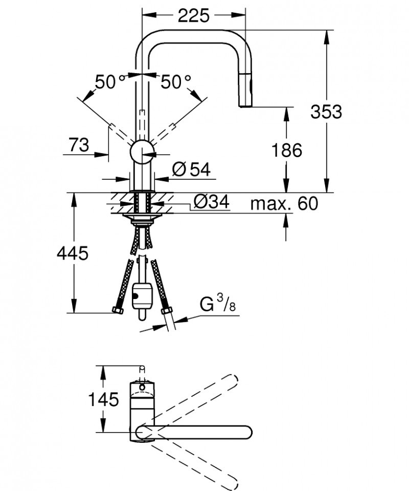 Grohe Minta bateria kuchenna zlewozmywakowa z wyciąganą wylewką stal nierdzewna 32322DC2