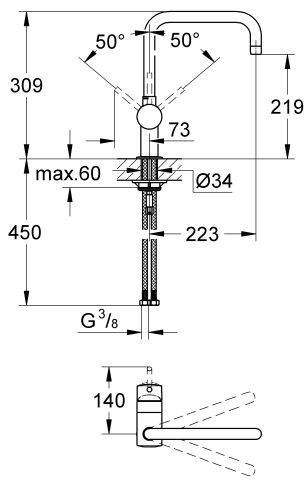 Grohe Minta bateria kuchenna zlewozmywakowa szczotkowany grafit brushed hard graphite 32488AL0