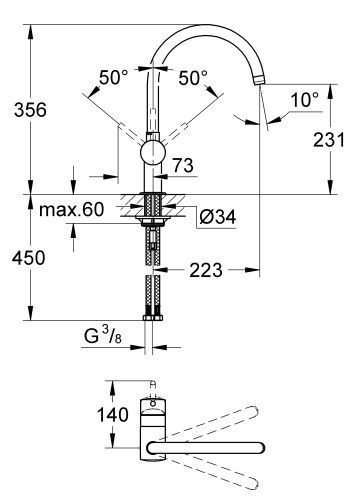 Grohe Minta bateria kuchenna zlewozmywakowa grafit szczotkowany hard graphite 32917AL0