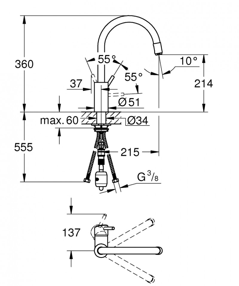 Grohe Concetto bateria zlewozmywakowa z wyciąganą wylewką stal nierdzewna 32663DC3