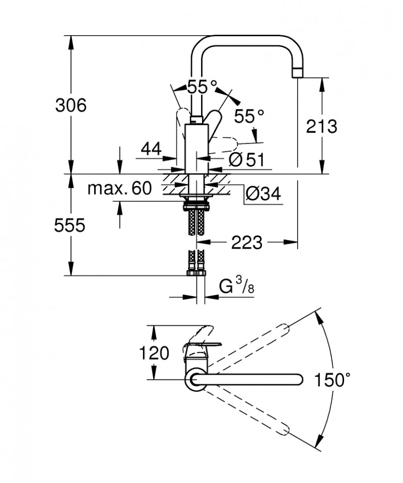 Grohe Eurodisc Cosmopolitan bateria zlewozmywakowa chrom 32259003