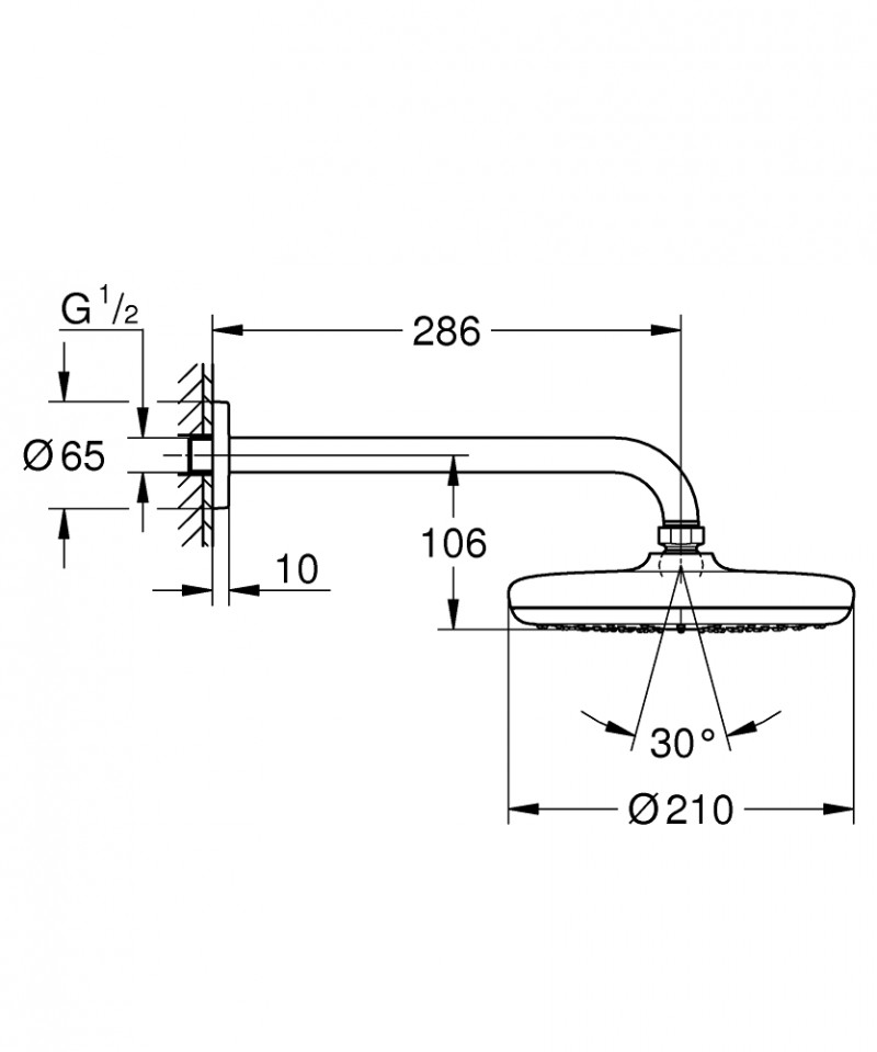 Grohe Tempesta 210 deszczownica 21x21 z ramieniem ściennym 1 strumień chrom 26412000