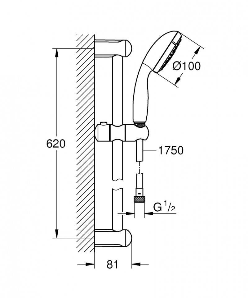 Grohe Tempesta 100 zestaw prysznicowy z drążkiem 3 strumienie chrom 27644001