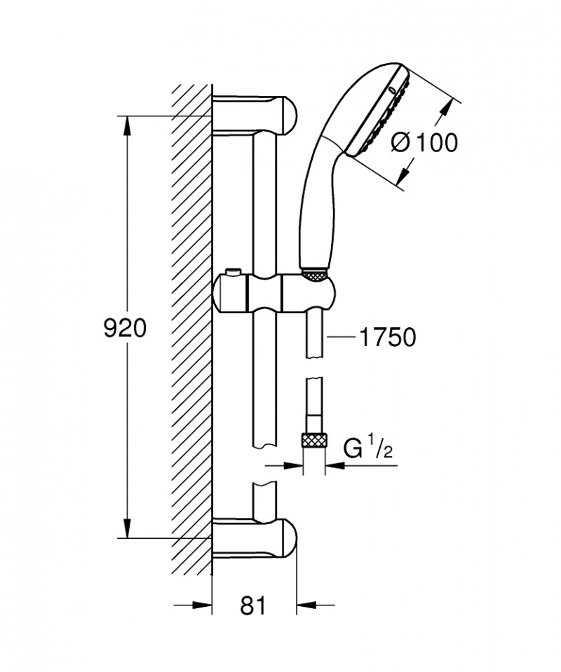 Grohe Tempesta 100 zestaw prysznicowy z drążkiem 2 strumienie chrom 2764610E