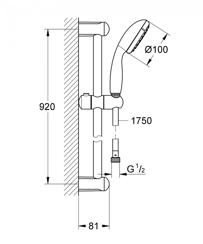 Grohe Tempesta 100 zestaw prysznicowy z drążkiem 1 strumień chrom 27925001