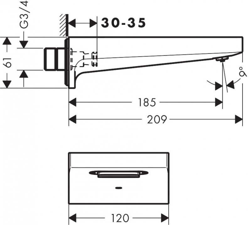 Hansgrohe FinishPlus Metropol wylewka wannowa czarny chrom szczotkowany 32543340