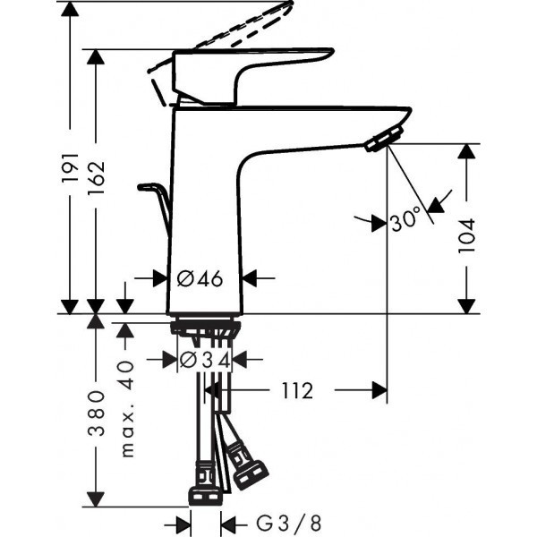 Hansgrohe FinishPlus Talis E bateria umywalkowa 110 CoolStart z korkiem brąz szczotkowany 71713140