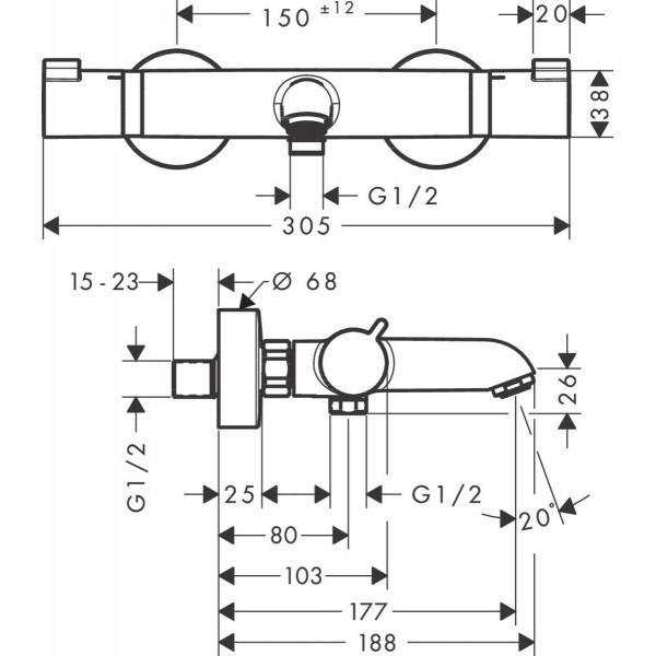 Hansgrohe Ecostat Comfort wannowa bateria termostatyczna natynkowa biały matowy 13114700