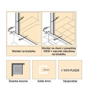 Huppe Classics 2 EasyEntry Black Edition ścianka boczna 120cm wys.200 czarny przeźroczyste AntiPlaque C25407.123.322