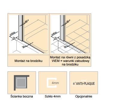 Huppe Classics 2 EasyEntry Black Edition ścianka boczna 100cm wys.200 czarny przeźroczyste AntiPlaque C25405.123.322